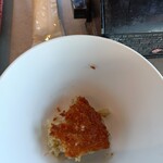 水橋食堂 漁夫 - 写メする前に食欲に負けて齧ってしまった白エビのコロッケ　香ばしくて美味しかった