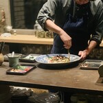 nôtori - ⑩【やさいめし】
      ★ 自家製醬2種（椎茸、トマト）の醬めし？と30種以上の季節野菜の混ぜご飯：調理中