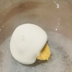 nôtori - ⑦【柿、油瀝青（アブラチャン）】
      ★ 柿+カボスのシャーベット、油瀝青のエスプーマ