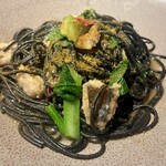 二階の洋品店 - 鱧とツルムラサキと唐墨のペペロンチーノ