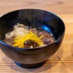 柚木元 - 2025.12 止め椀に熊白湯鍋（ロースと5種類の天然キノコと黄柚子）