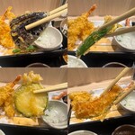 板前バル LIVE FISH MARKET - ナス天、ししとう天、ズッキーニ天、かぼちゃ天
