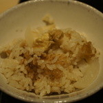 つきじ 文化人 - 油揚げ、大根の混ぜご飯＋お新香・100円＝14年12月