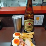 鶏paitan 心麦 - 赤星とトッピングのアテ