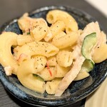 やきとり本舗 - お通しのマカロニサラダ♬めっちゃ好みの味だったの。