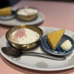 中国料理 旬輝 - 杏仁豆腐とフワフワしたやつとそれに着ける白いやつ