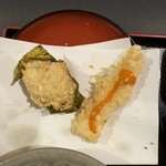 ハゲ天 東武船橋店 - カキ、イカのウニソース