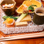 銀座 しのはら - クリームチーズ醤油漬け、小鰹まぶし