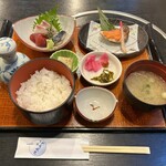 海鮮うおすぎ - 料理写真:ぶり明太焼き・刺身三種