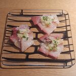 蕎麦屋 にこら - 鰤の昆布〆柚子胡椒ソース