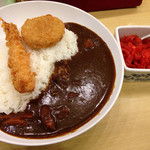 ドリームカレー - 辛口カレー大盛りにエビフライとメンチカツをトッピング→1020円