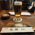 鳥扇 - 生ビール＆付き出し