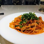 il RISTORANTINO EFFETTO - Primo Piatto　メカジキとオリーブのトマトソース　スパゲッティーニ