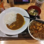 すき家 - 料理写真:夜すきWにんにく牛丼カレーセット