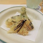 寿司割烹 雛 - なす、かぼちゃ、いわしのテンプラ