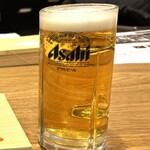 寿司居酒屋 日本海 - ドリンクチケットで注文した生ビール