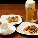 こだわり炭火焼鳥 ふらふら - お仕事帰りにちょい呑み！ほろ酔いセット　女性にはサラダとアイスをサービス！