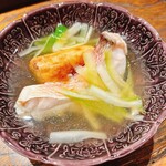 御料理 ふじ田 - 海老芋のからあげ
      あまだいの酒蒸し
      うるい