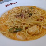 ジョリーパスタ - "エビ・帆立・アスパラのトマトクリームソースパスタ"(＋半熟玉子)　