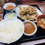 宇宙軒食堂 - とんバラ定食W（肉増し、ご飯増し）
