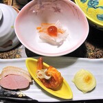 やまきや旅館 - 夕食（前菜類 ＆ 紅白なます）