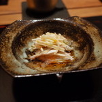 神楽坂 石かわ - ふぐ細引き つくね芋 鮟肝 ポン酢 2014.12.1x