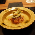 神楽坂 石かわ - 鴨と椎茸双身揚げ みぞれ掛け 2014.12.1x