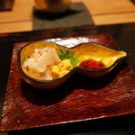 神楽坂 石かわ - お造り(2) 伊勢海老の焼霜 海老味噌 二杯酢 2014.12.1x