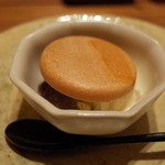 神楽坂 石かわ - 丹波小豆 柚子の寒天 クリームチーズのムース 焼き最中 2014.12.1x