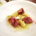 cenci - 4.北海道氷室じゃがいものニョッキ、丹波猪のソーセージ、そら豆