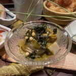 銀座 炎 田むら - 和え物 　鮑の肝ソースと蕎麦と和えたものだそうです。