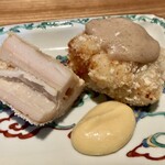 日本料理FUJI - あさはた蓮根・ドンコ(エゾイソアイナメ)のあられ揚げ