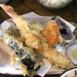 かみ山 - エビ、ナス、にんじん、カボチャ、ピーマン、ちくわ