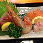 Oosaka Shounin Toraya - H.26.12.11.昼 本日のお造り盛り合わせ定食 1,000円のお造りアップ