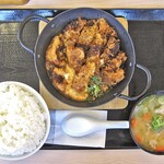 かつや - 料理写真:豚ロース天とチキンカツ定食（ご飯大盛）