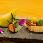 道後温泉 八千代 - 季節の甘味（ケーキ一口食べてしまいました・・・）