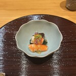 口福 みなみ - 足赤海老､天恵こ(ﾌﾟﾚﾐｱﾑ椎茸)､小松菜､うに