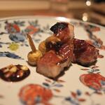 日本料理 研野 - シャーシューにそえたクワイがまた味が濃厚。