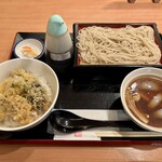 沢内のそばや 利久庵 - 【つけかしわそば】 & 【ミニ野菜天丼】