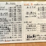 沢内のそばや 利久庵 - おしながき