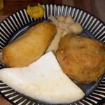 天神屋台 宗 - おでん(はんぺん・野菜天・餃子天・餅巾着)