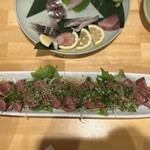 創作和食 いし田 - 宮崎牛タタキは自家製ポン酢で。レア感もちょうど良くて旨い。