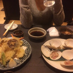 華仙 - 天婦羅盛り合わせ ハマグリ酒蒸し
