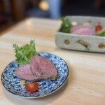 流山 すず季 - 鴨ロース、お取り分け。