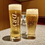 杏樹亭 岸根店 - 「生中（Asahiスーパードライ）（税抜￥680）」「生小（Asahiスーパードライ）（税抜￥550）」「プレーンサワー（税抜￥580）」