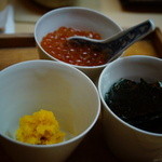 松川 - 【冬】ご飯のお供、いくら、からすみ、海苔、濡れ箸が添えられているのが嬉しい！(2014.12.13)