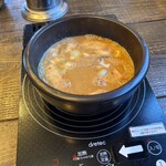 中華そば ことぶきや - 温め中のつけ汁