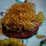 松川 - 【冬】新潟県産真鴨の焼き物、揚げた葱とチョウロギの焼いたものを添えて(2014.12.13)