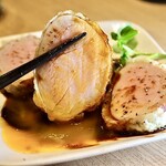 天ぷらと日本酒 明日源 - 味噌カツ天 卵黄のせ