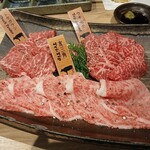 韓の台所 別邸 - 山形牝牛3種盛り♪